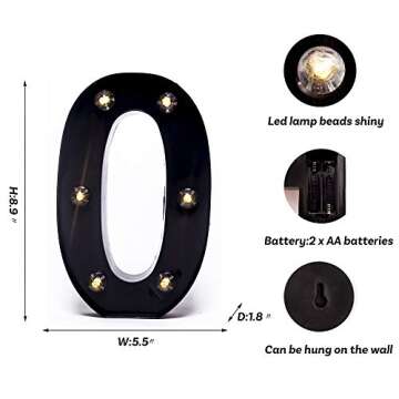 Light Up Black and Gold Marquee Numbers for Parties