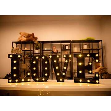 Light Up Black and Gold Marquee Numbers for Parties