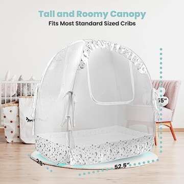 Pro Baby Safety Premium Pop Up Crib Tent, Crib Cover to Keep Baby from Climbing Out, Prevent Falls and Mosquito Bites, Safety Net Canopy - Sturdy & Stylish Infant Crib Topper, Mosquito Net