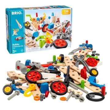 BRIO Builder 34587 Construction Set - 136-Piece STEM Toy with Wood and Plastic for Kids | Enhances Creative Skills | Safety Tested | Age 3 and Up