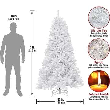 National Tree Company Pre-Lit Artificial Full Christmas Tree, White, North Valley Spruce, White Lights, Includes Stand, 7 Feet