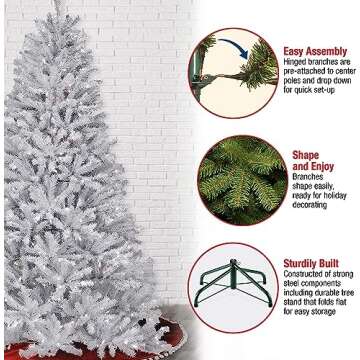 National Tree Company Pre-Lit Artificial Full Christmas Tree, White, North Valley Spruce, White Lights, Includes Stand, 7 Feet