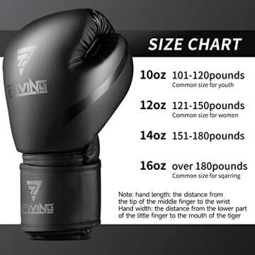 Boxing Gloves Men & Women, Pro Training Sparring, PU Leather MMA Kickboxing, Adult Heavy Punching Bag Gloves Mitts Focus Pad Workout, Ventilated Palm, 8 10 12 oz