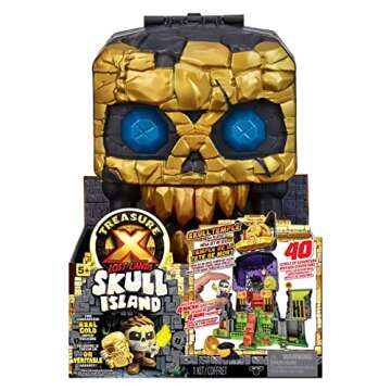 Treasure X Lost Lands Skull Island Skull Temple Mega Playset, 40 Levels of Adventure. 4 Micro Sized Action Figs. Survive The Traps and Discover Guaranteed Real Gold Dipped Treasure