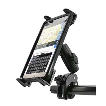 ARKON Mounts - Tablet Holder with Clamp Mount | Corrosion-Resistant | Tablet Stand w/Sturdy Clamp | Security Knob Feature | Two Adjustable Shafts Included | Fits iPad and Samsung Tablets