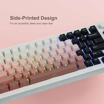 XVX PBT Keycaps - Side Print Keycap Set, Keycaps 60 Percent Double Shot Shine Through, Pink Gradient Keycaps OEM Profile 136 Keys, Minimalist Style Custom Keyboard Keycap for Mechanical Keyboards