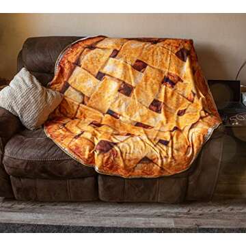 Calhoun Ultra-Realistic Lightweight Novelty Decorative Throw Food Blanket, 60" Round Polyester Fleece (Apple Pie)