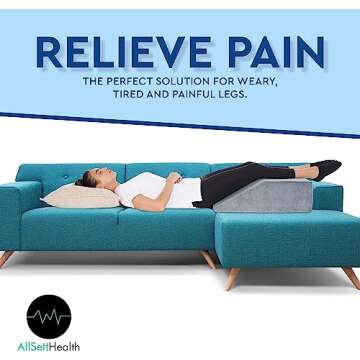 Leg Elevation Pillow - Memory Foam Leg Elevating Pillow | Leg Rest Wedge - Leg Pillow Elevation Blood Circulation | Relieves and Recovers Foot & Ankle Injuries | Foot Elevation Pillows for Swelling