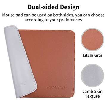 YXLILI Mouse Pad, Dual-Sided PU Leather Mouse Mat, Waterproof Ultra Smooth Mousepads with Stitched Edge Computer Mouse Pads for Gaming Office Work Home