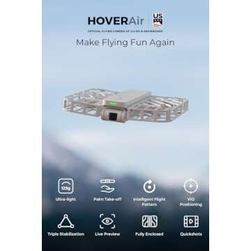 HOVERAir X1 Drone with Camera, Self-Flying Camera Drone with Follow Me Mode, Foldable Mini Drone with HDR Video Capture, Palm Takeoff, Intelligent Flight Paths, Hands-Free Control White (Combo)