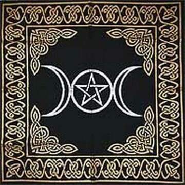 Altar Tarot Cloth: Triple Goddess & Pentagram - 24" x 24"