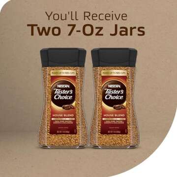 NESCAFÉ Taster's Choice Instant Coffee Light Medium Roast, House Blend, 2 Jars (7 Oz Each)