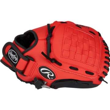 Rawlings | PLAYERS SERIES Youth Baseball Glove | Right Hand Throw | 11" - Basket Web | Scarlet