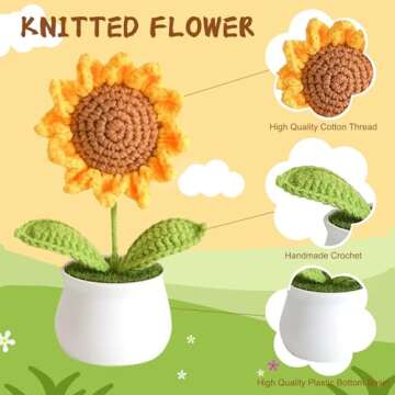 Sunflower Crochet Flower for Home Decor & Car