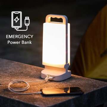 Lepwings Camping Lantern, solar Lanterns, 6000mAh Rechargeable Light 2-in-1 Dimmable Outdoor Waterproof Gear with USB Charging – lanterns for power outages Hurricane, Hiking, Fish, Emergency, and Home