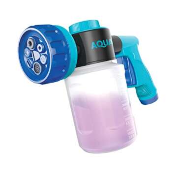 Aqua Joe AJ-MSG-TND Hose-Powered Multi Spray Gun W/Quick Change Soap to Water Dial, 7 Spray Patterns, Holds Up To 17 Fl Oz