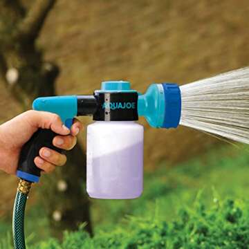 Aqua Joe AJ-MSG-TND Hose-Powered Multi Spray Gun W/Quick Change Soap to Water Dial, 7 Spray Patterns, Holds Up To 17 Fl Oz