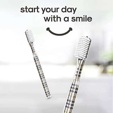 SMYL Toothbrush, Toothbrushes for Adults with Nylon Bristles, Oral Care and Plaque Removal, Fashion Textile Print, Cream