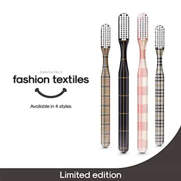 SMYL Toothbrush, Toothbrushes for Adults with Nylon Bristles, Oral Care and Plaque Removal, Fashion Textile Print, Cream