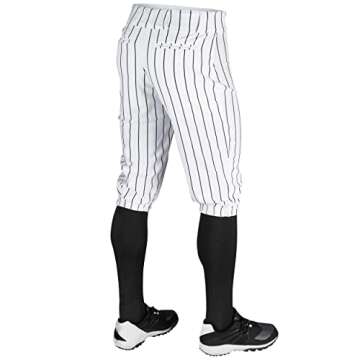 CHAMPRO mens Classic Youth Triple Crown Pinstripe Polyester Baseball Knicker, White, Black, X-Large US