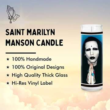 Marilyn Celebrity Prayer Candle - Saint Candle - 8 inch Glass Prayer Culture Votive - Handmade in USA - Funny Celeb Rock Death Metal Goth Gift