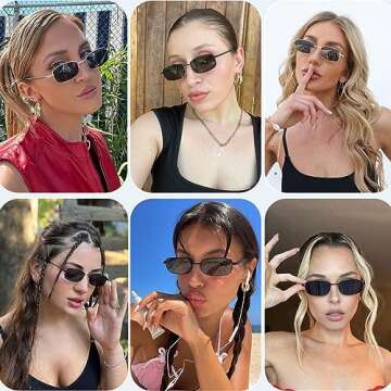 Fozono Rectangle Sunglasses - Retro 90s Style Women