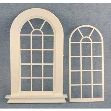 Melody Jane Dolls Houses White Plastic Georgian Tall Arched Window 16 Pane 1:12 DIY Builders