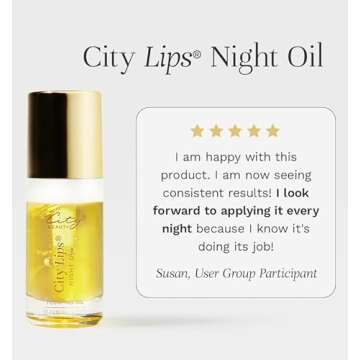 City Beauty City Lips Night Oil - Plump, Hydrate, Restore - Anti-Aging Lip Treatment - Plumping Lip Oil with Hyaluronic Acid & Plant Extracts