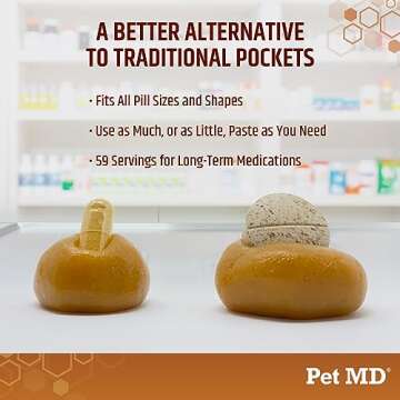 Pet MD Wrap A Pill Peanut Butter Flavored Pill Paste for Dogs - Make a Pocket to Hide Pills and Medication for Pets - 59 Servings