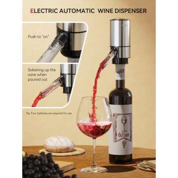 Rechargeable Electric Wine Gift Set - Aerator, Vacuum Stoppers, Foil Cutter and Bottle Opener for Home Bar and Outdoor Parties