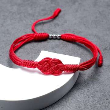 HARACRAFT Red Infinity Protection Bracelet, String of Fate, Kabbalah Lucky Safe, Red Awareness Bracelet, Talisman Tibetan Bracelet, Surfer String Wrap for Men, Women, Forever Friendship (Red)