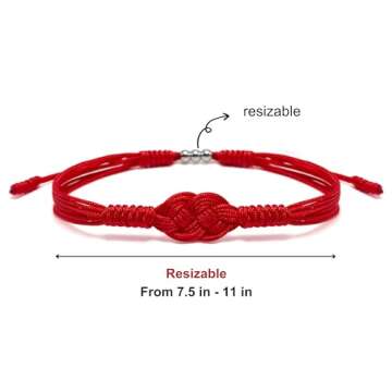 HARACRAFT Red Infinity Protection Bracelet, String of Fate, Kabbalah Lucky Safe, Red Awareness Bracelet, Talisman Tibetan Bracelet, Surfer String Wrap for Men, Women, Forever Friendship (Red)