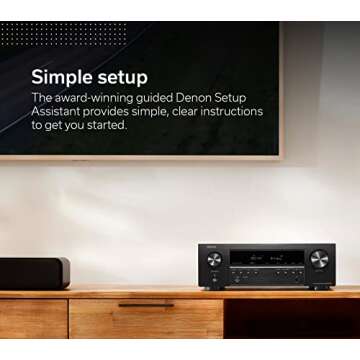 Denon AVR-S570BT (2022 Model) 5.2 Channel AV Receiver - 8K Ultra HD Audio & Video, Enhanced Gaming Experience, Wireless Streaming via Built-in Bluetooth, (4) 8K HDMI Inputs, Supports eARC (Renewed)