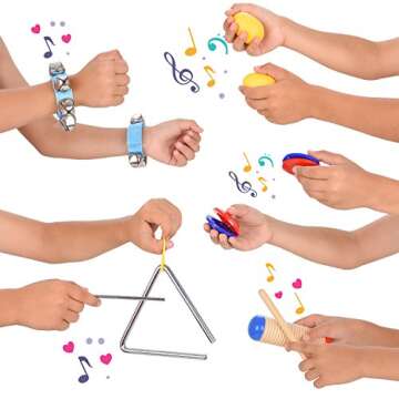 Toddler Educational & Musical Percussion for Kids & Children Instruments Set 21 Pcs – with Tambourine, Maracas, Castanets & More – Promote Fine Motor Skills, Enhance Hand to Eye Coordination,