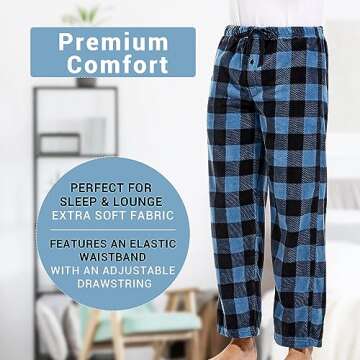 DG Hill Plaid PJ Pants - Pajama Pants Bottoms Fleece Lounge Pants - Winter Sleepwear Plaid PJs with Pockets