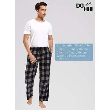 DG Hill Plaid PJ Pants - Pajama Pants Bottoms Fleece Lounge Pants - Winter Sleepwear Plaid PJs with Pockets