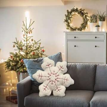 Winter Snowflake Pillows Snowflake Christmas Decorative Cushions Cute Stuffed Pillows Winter Christmas New Year Decoration Winter Home Decor Sofa Couch Bedroom Decoration (1pc)