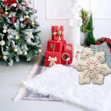 Winter Snowflake Pillows Snowflake Christmas Decorative Cushions Cute Stuffed Pillows Winter Christmas New Year Decoration Winter Home Decor Sofa Couch Bedroom Decoration (1pc)