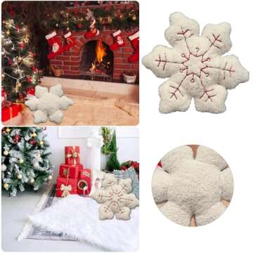 Winter Snowflake Pillows Snowflake Christmas Decorative Cushions Cute Stuffed Pillows Winter Christmas New Year Decoration Winter Home Decor Sofa Couch Bedroom Decoration (1pc)