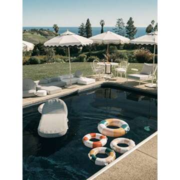 Business & Pleasure Co. Classic Pool Float - Vintage Inflatable Pool Ring for Adults - Dusty Pink - L/XL