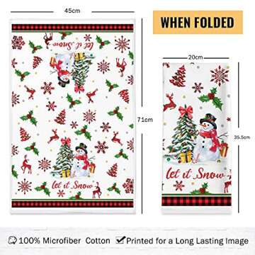 Christmas Kitchen Towels Christmas Hand Towels Bathroom, Merry Christmas Tree Snowman Kitchen Towels 18”x28”, Gnomes Red Buffalo Plaid Truck Holiday Dish Tea Towel Housewarming Gifts Sets of 2