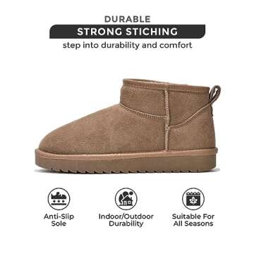 Project Cloud Genuine Suede Ankle Boots for Women - Water Resistant Winter Boots for Women - Memory Foam Insole Trending Shoes for Women - Comfortable Women's Ankle Boots (Hippy, Choc, 5.5)