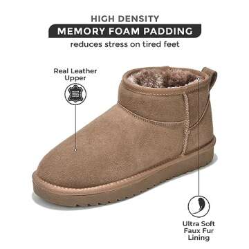 Project Cloud Genuine Suede Ankle Boots for Women - Water Resistant Winter Boots for Women - Memory Foam Insole Trending Shoes for Women - Comfortable Women's Ankle Boots (Hippy, Choc, 5.5)