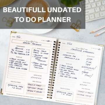 Beautiful To Do List Notebook - Aesthetic Daily Planner to Easily Organize Your Tasks And Boost Productivity - Stylish Undated Planner And School or Office Supplies For Women