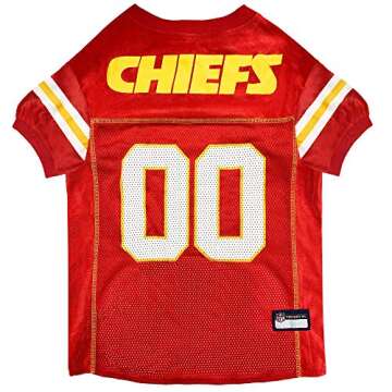 NFL Kansas City Chiefs Dog Jersey, Size: Small. Best Football Jersey Costume for Dogs & Cats. Licensed Jersey Shirt