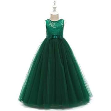 Green Lace Flower Girl Dress