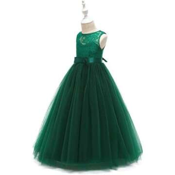 Green Lace Flower Girl Dress