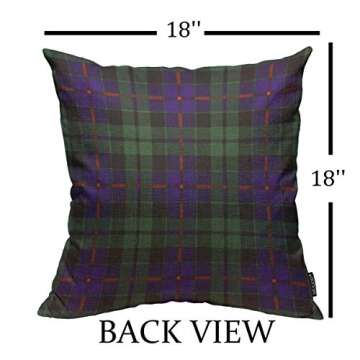 Mugod Throw Pillow Cover Purple Green Red Scot Morrison Clan Plaid Scottish Scotland Home Decorative Square Pillow Case for Men Women Bedroom Livingroom Cushion Cover 18x18 Inch