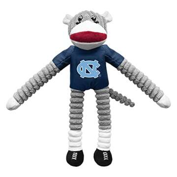 Littlearth North Carolina Tar Heels NCAA Sock Monkey and Flying Disc Pet Toy Combo Set