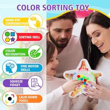 Color Sorting Sensory Toys for Toddlers, Montessori Fine Motor Skills Color Matching Educational Toys, Preschool Learning Activities for Kids, Calm Down Toys for Boys & Girls Ages 3 4 5